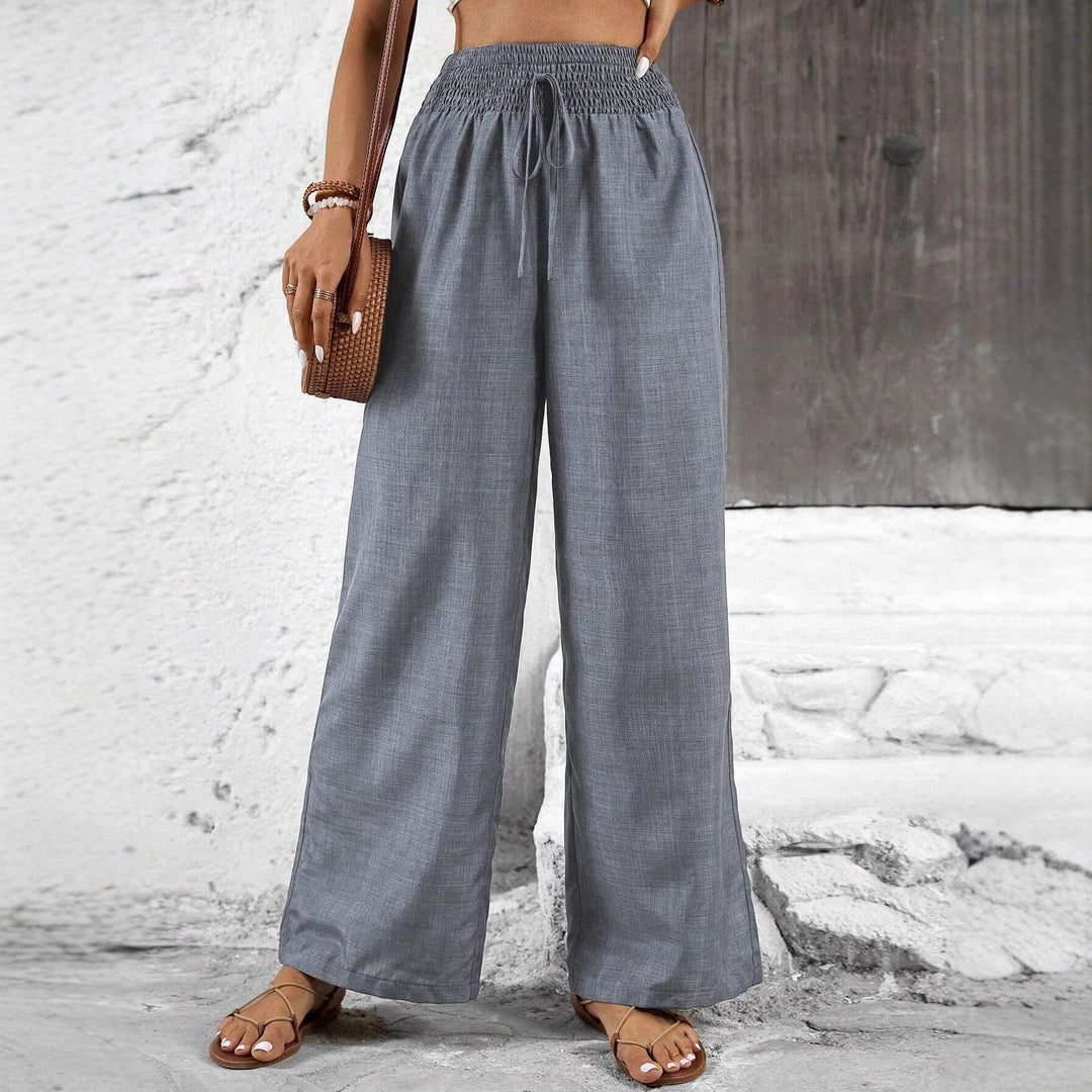 Damen weit geschnittene Sommerhose mit elastischem Bund und Kordelzug EB