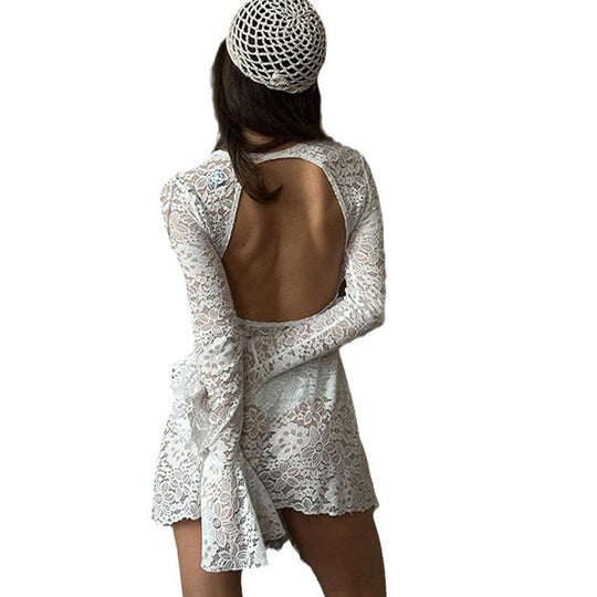 Damen Spitzenkleid mit tiefem Rückenausschnitt EB