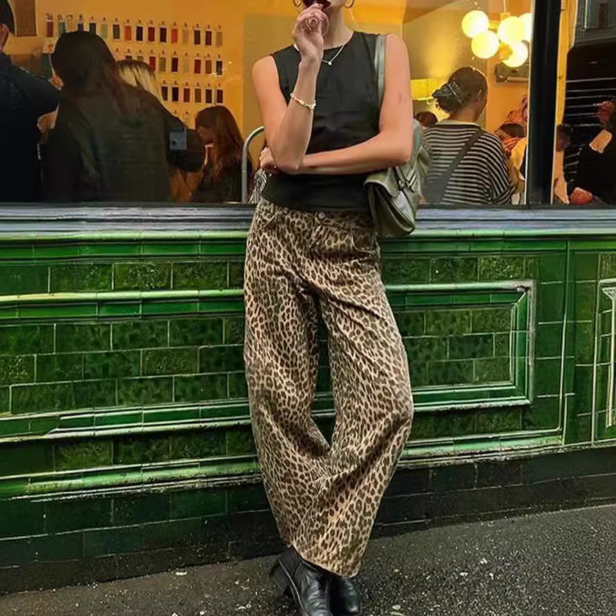 Damen Weite Hose im Leopardenmuster EB