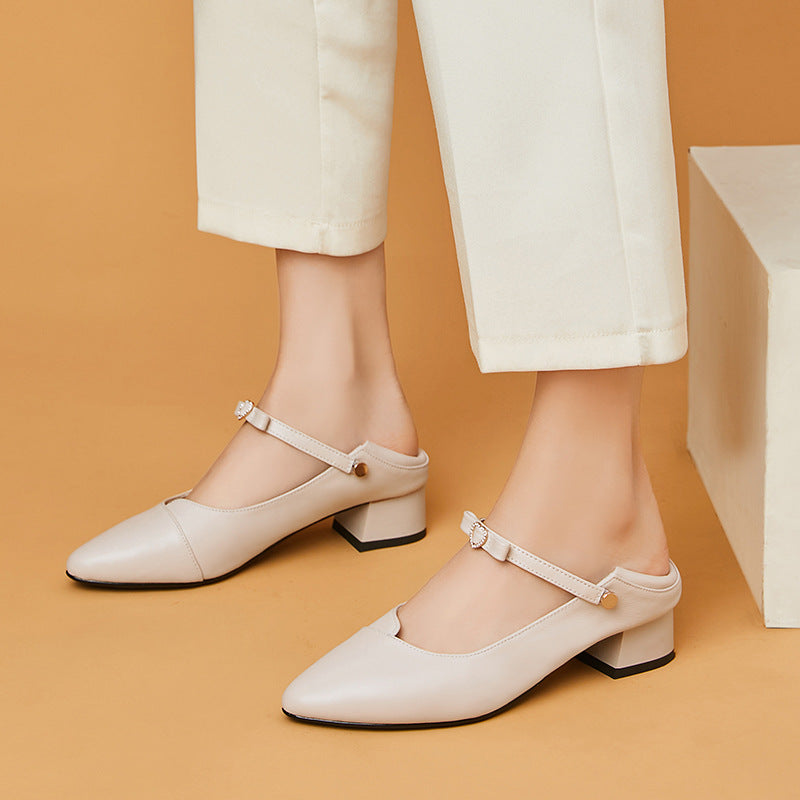 Damen Elegante Pumps mit modischem Riemen und gemütlichem Blockabsatz EB