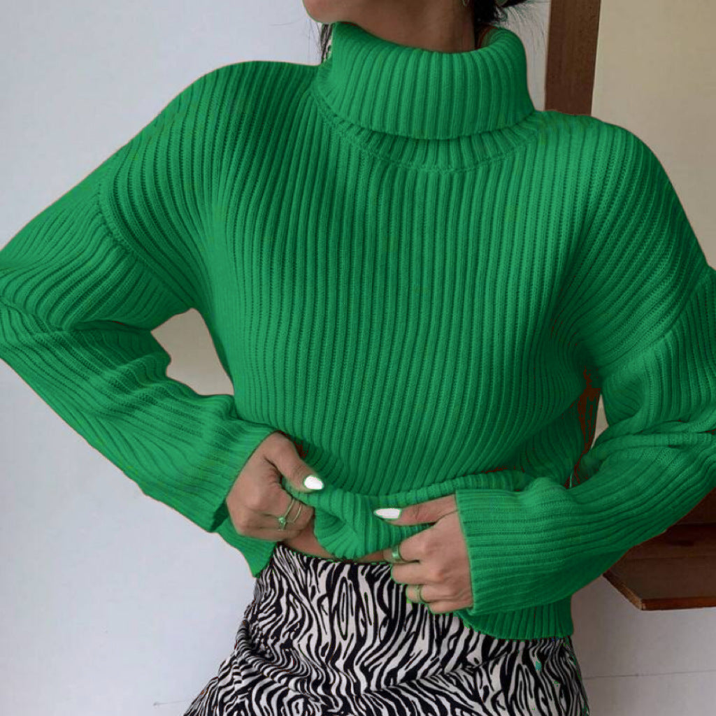 Damen Hochwertiger Rollkragenpullover mit strukturiertem Rippstrick EB