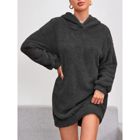 Damen Kuscheliger Oversize-Hoodiekleid aus weichem Fleece EB