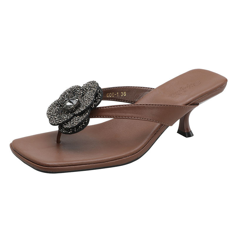 Damen Sling-Sandaletten mit funkelnder Blumenapplikation EB