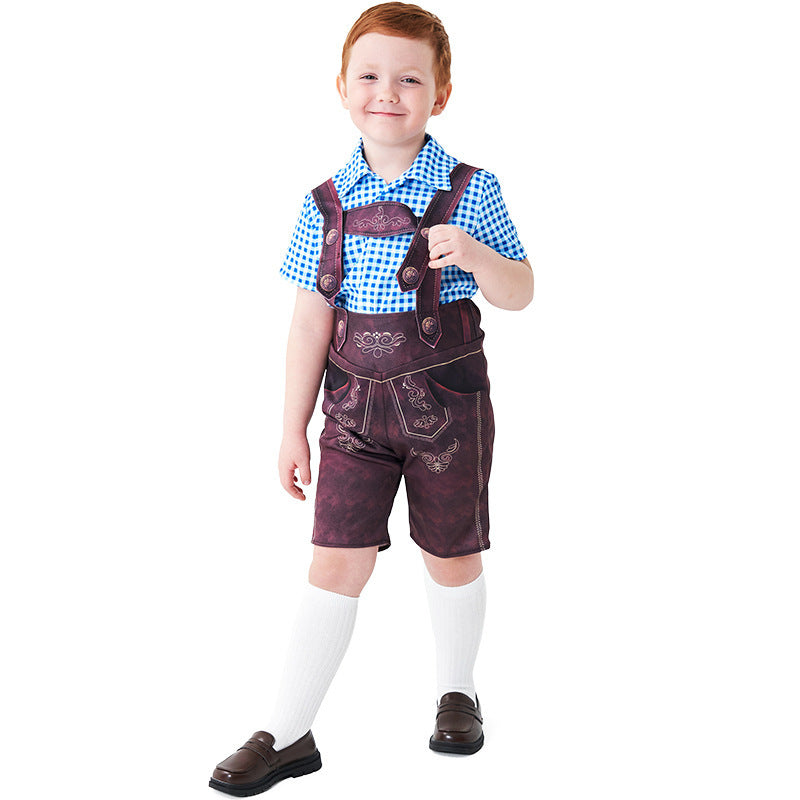 Herren nan kurze Trachtenlederhose mit verstellbaren Trägern und traditioneller Stickerei EB