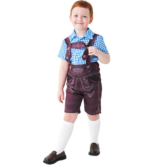 Herren nan kurze Trachtenlederhose mit verstellbaren Trägern und traditioneller Stickerei EB