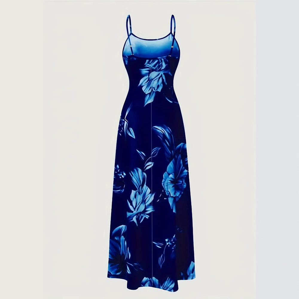 Damen Maxikleid mit floralem Design und dezentem Ausschnitt EB