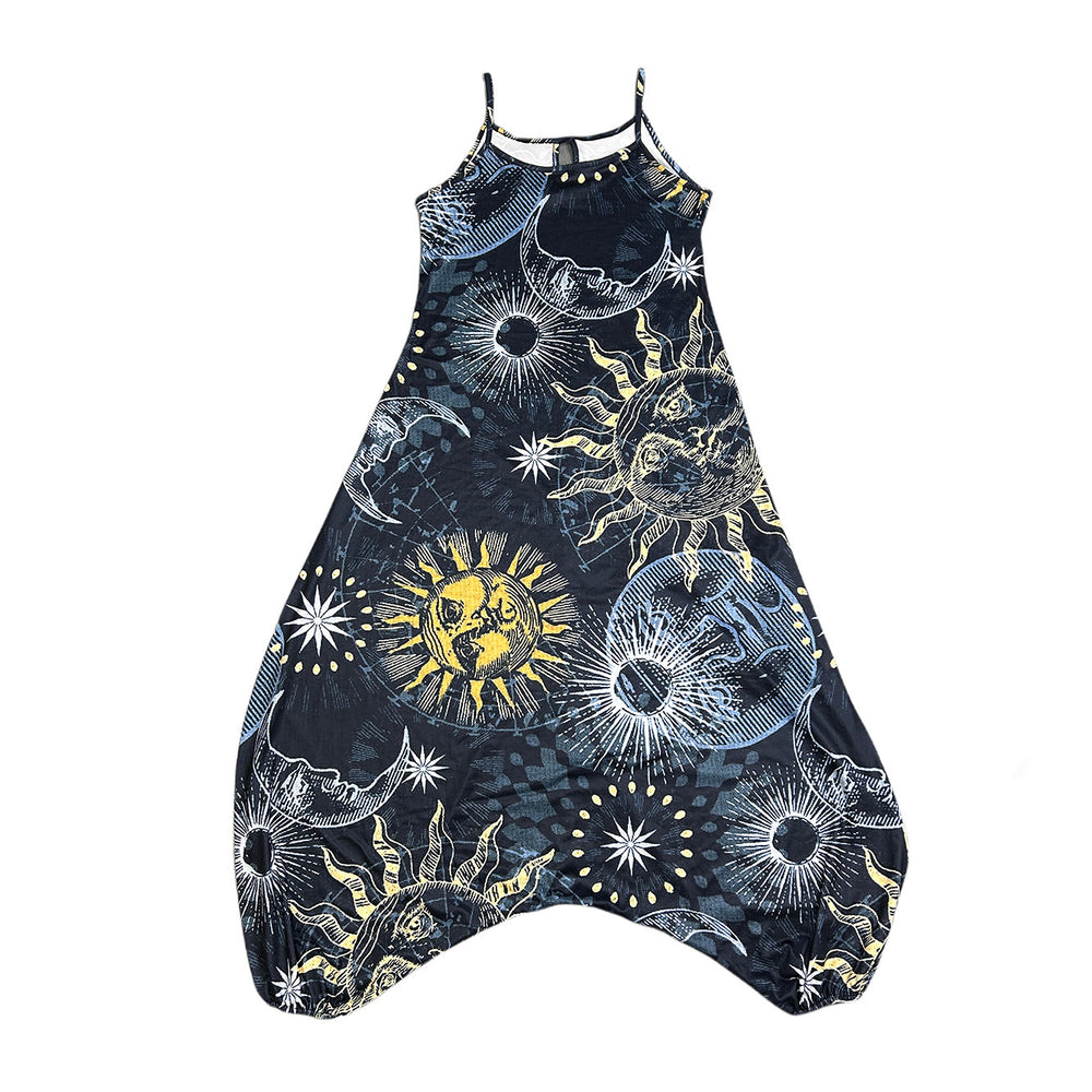 Damen entspanntes Jumpsuit mit grafischem Print und verstellbaren Trägern EB