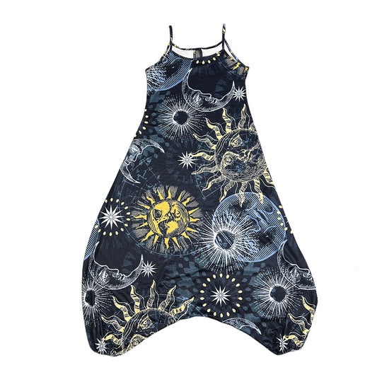 Damen entspanntes Jumpsuit mit grafischem Print und verstellbaren Trägern EB