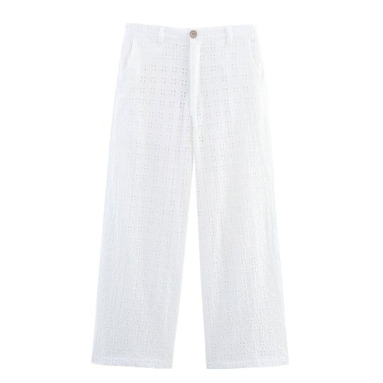 Damen luftige Culotte-Hose aus hochwertigem Lochstrick EB