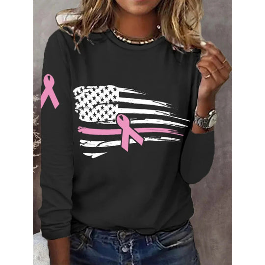 Damen lässiges T-Shirt mit kreativem Flaggen- und Schleifen-Design EB