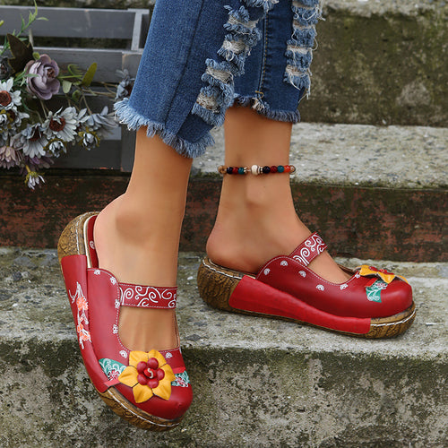 Damen Clogs mit floralem Design und komfortabler Sohle EB