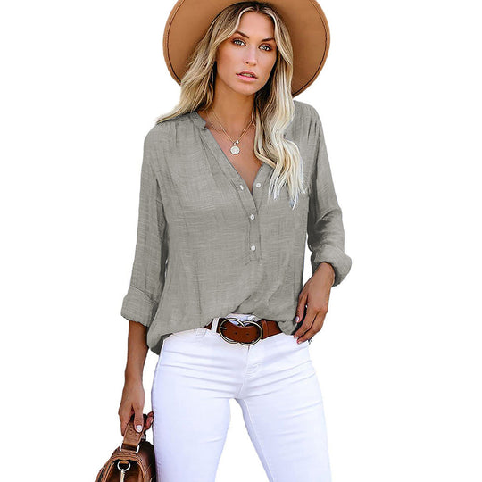 Damen Leichte und luftige Bluse mit Knopfleiste EB