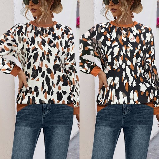 Damen Freizeitpullover mit modernem Leopardenmuster EB