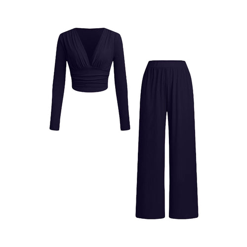 Damen lässiges und figurnahes Oberteil mit hochtaillierter Hose EB