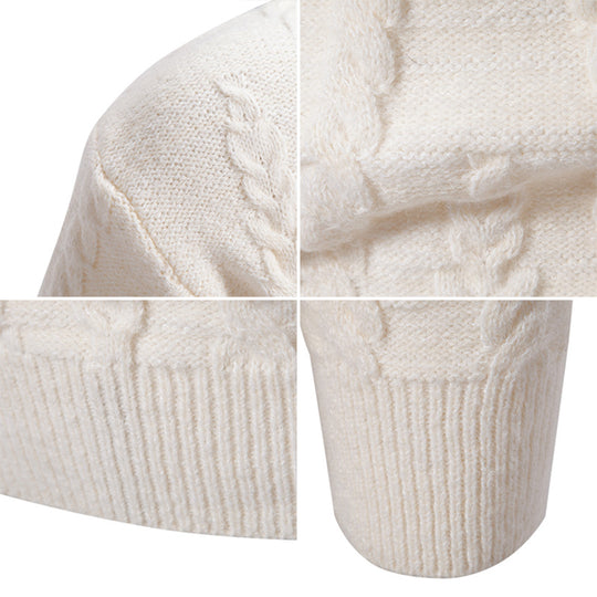 Herren Feinstrickpullover mit Kabelmuster und hohem Kragen EB