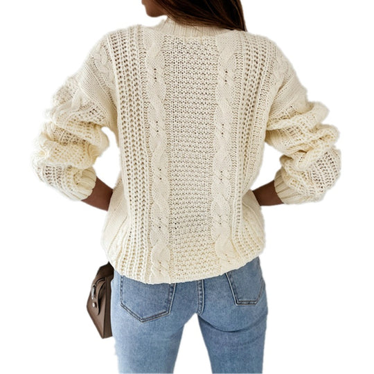 Damen Strickjacke mit dekorativem Zopfdesign und einzigartigen Knopfdetails EB