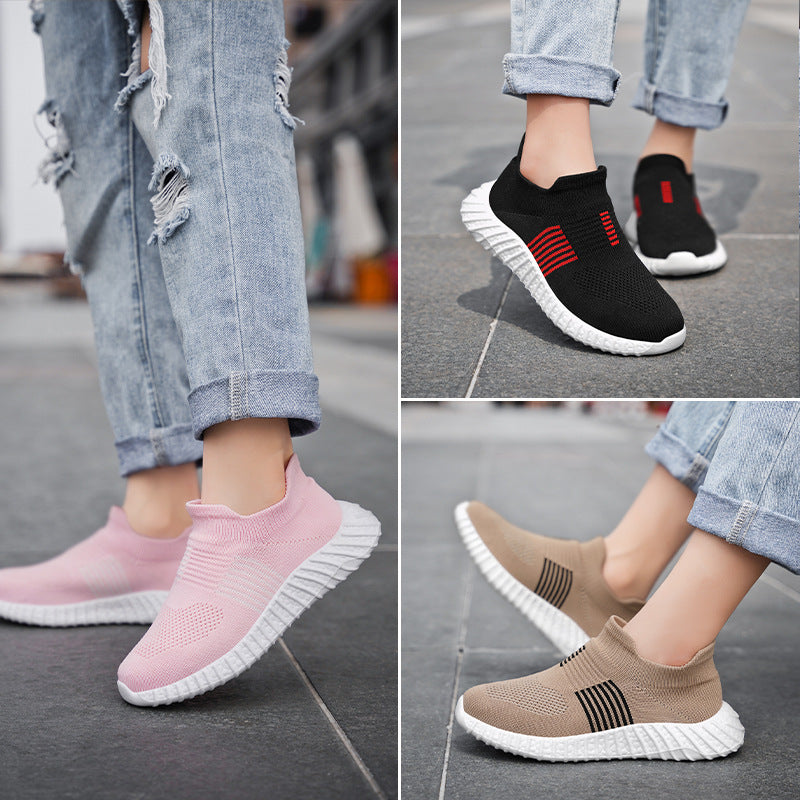 Damen Sportliche Strick-Sneaker mit elastischem Abschluss EB