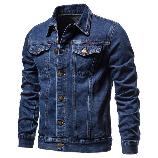 Herren nan taillierte Jeansjacke mit Brusttaschen, durchgehender Knopfleiste und Kontrastnähten EB