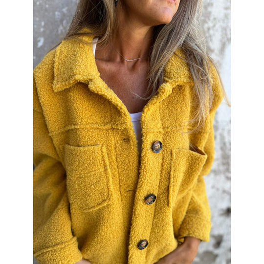 Damen Flauschige Teddyjacke mit praktischen Taschen EB