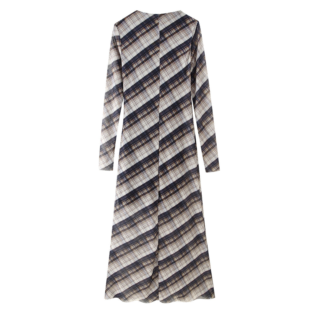 Damen Maxikleid im modernen Karomuster mit elegantem Schnitt EB