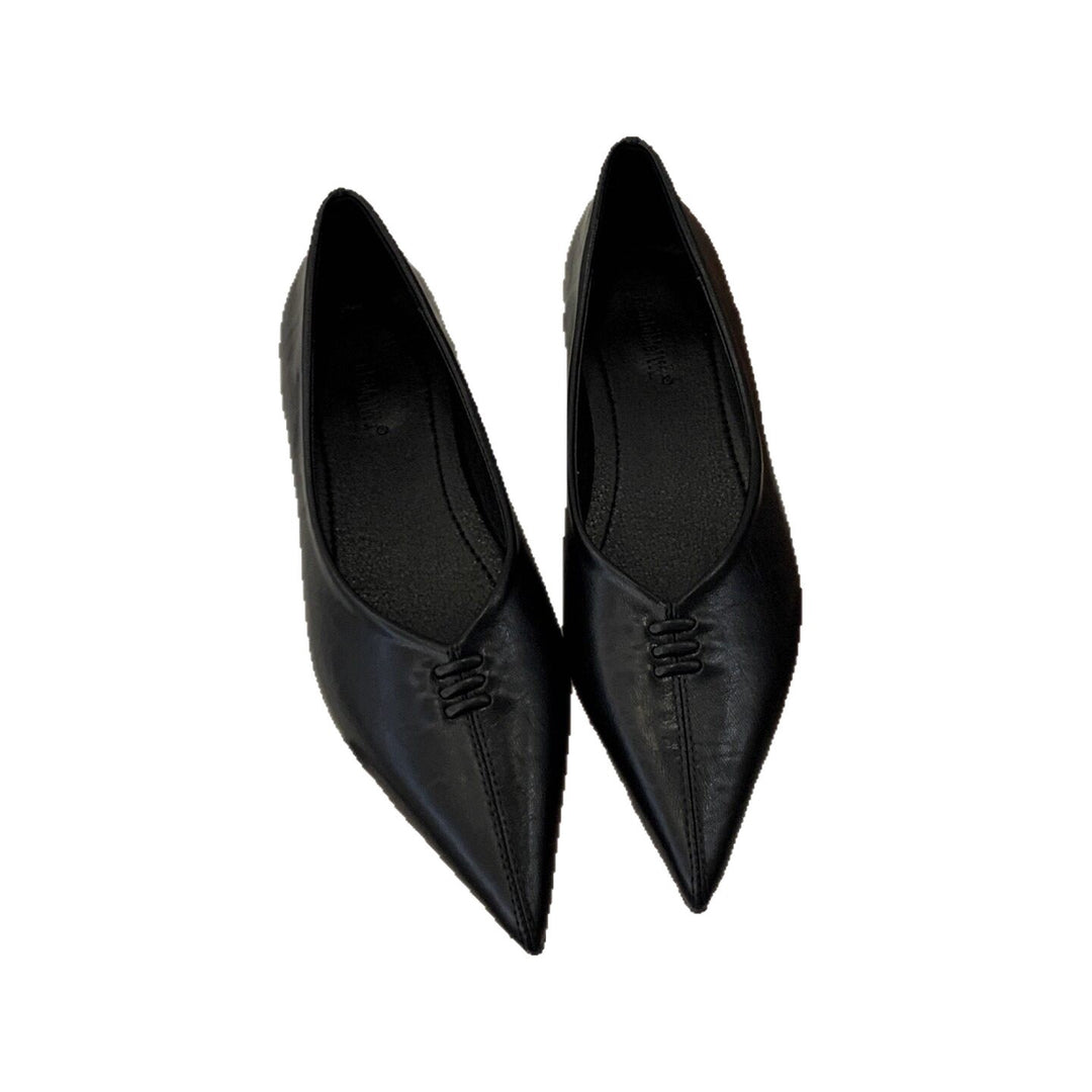 Damen Elegante spitze Ballerinas mit Silberner Metallic-Oberfläche EB