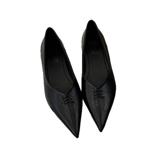 Damen Elegante spitze Ballerinas mit Silberner Metallic-Oberfläche EB