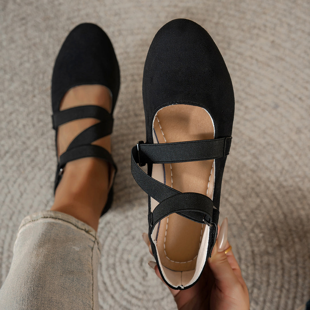 Damen elegante Wedges mit verstellbarem Riemendesign EB