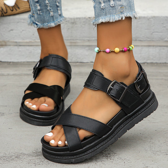 Damen Multicolor Sandalen mit verstellbarem Riemen und rutschfester Sohle EB