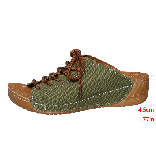 Damen bequeme Freizeit-Sandalen mit Schnürung und atmungsaktiver Textiloberfläche EB