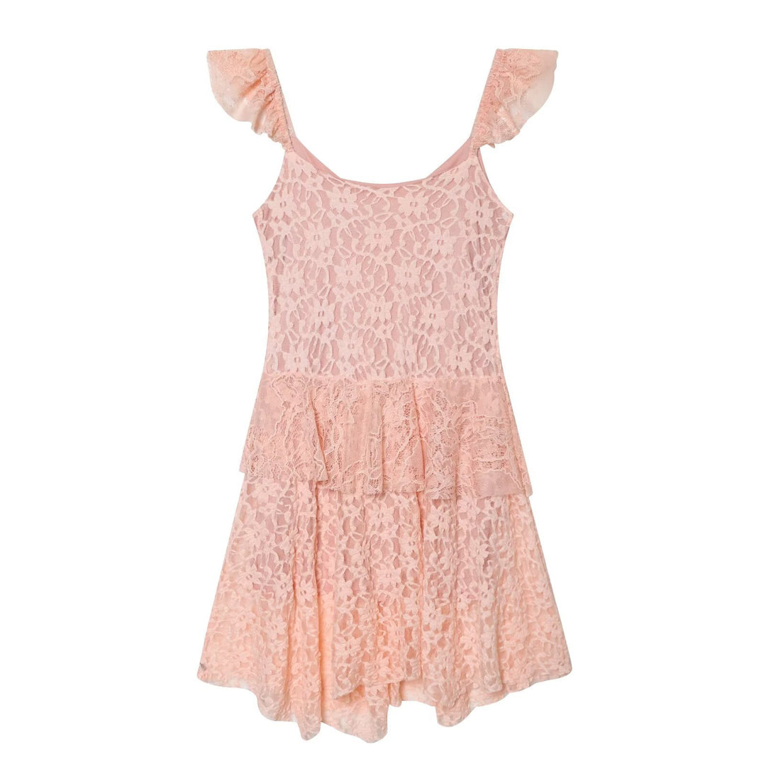 Damen romantisches Spitzenkleid mit Rüschendetails EB