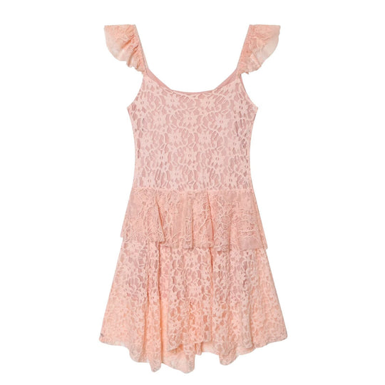Damen romantisches Spitzenkleid mit Rüschendetails EB