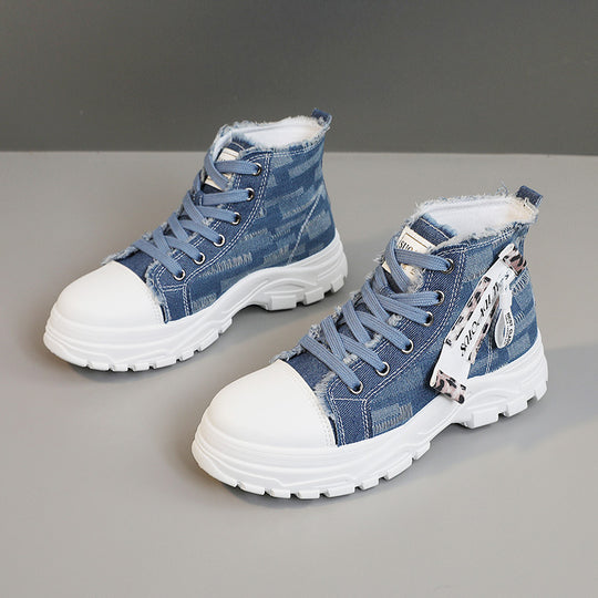 Damen hochschneider Sneakers mit trendiger Markenplakette und einzigartigem Design EB