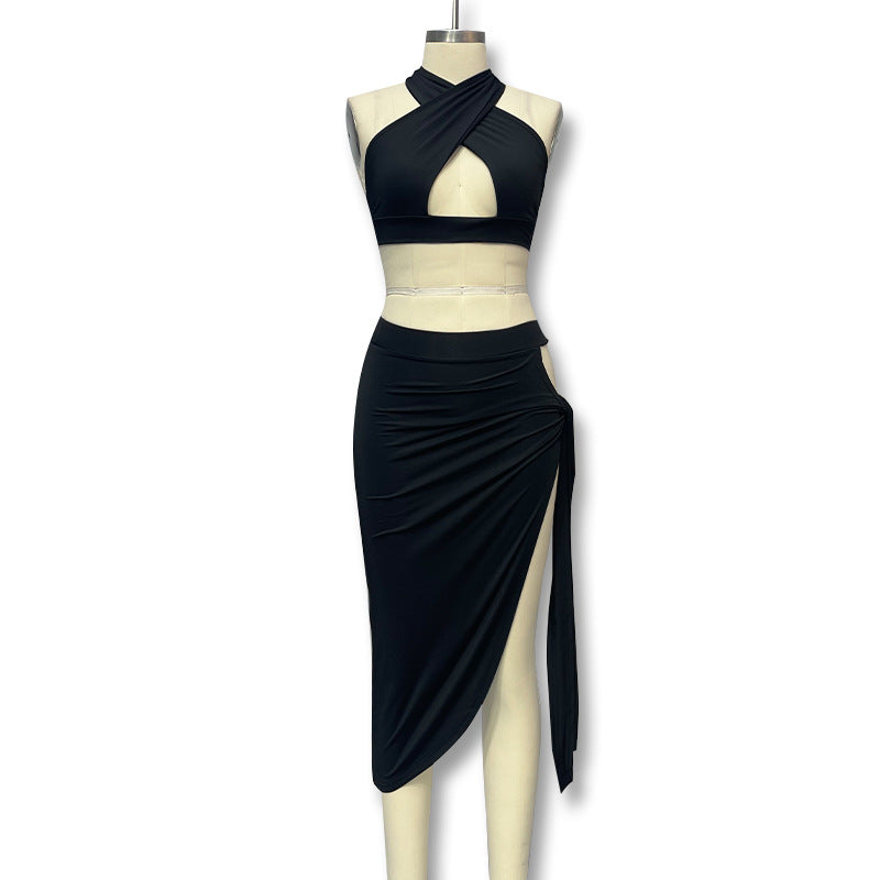 Damen Elegantes Cut-Out Kleid mit Wickeloptik und tiefem Ausschnitt EB