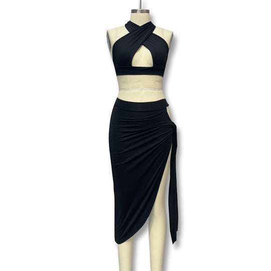 Damen Elegantes Cut-Out Kleid mit Wickeloptik und tiefem Ausschnitt EB