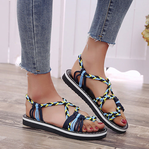 Damen Freizeit-Sandalen mit kunstvoll geflochtenem Riemen-Design EB