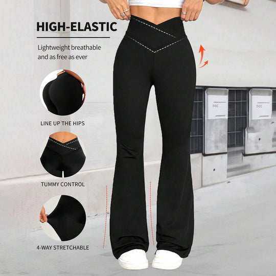 Damen Hochgeschnittene Yoga-Leggings mit Bauchkontrolle und 4-Wege-Stretch EB
