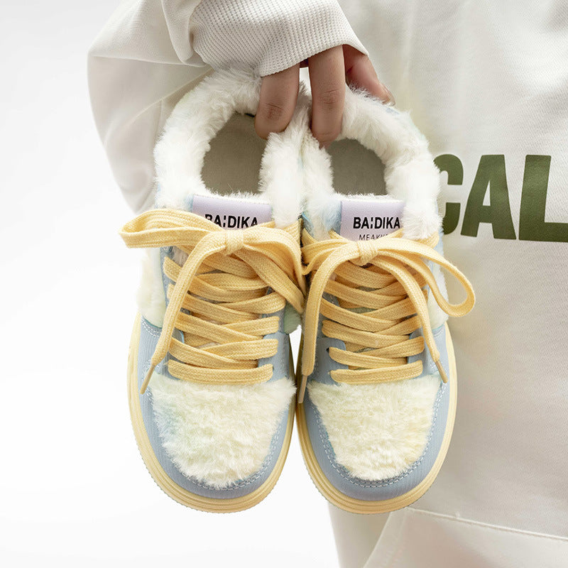 Damen Plattform Sneakers mit flauschiger Innensohle EB