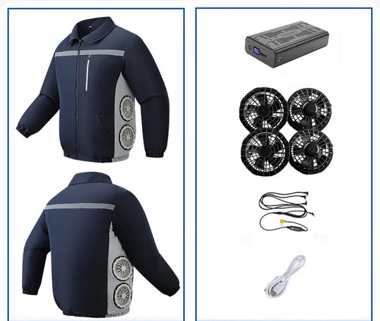 Unisex nan kühlende Ventilationsjacke mit integrierten seitlichen Lüftern und atmungsaktivem Funktionsmaterial R&B