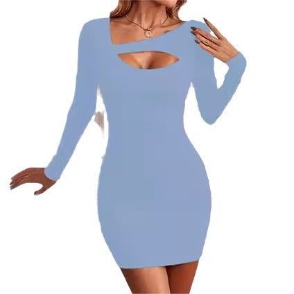 Damen Figurbetontes Minikleid mit kreativem Cut-Out und langem Arm EB
