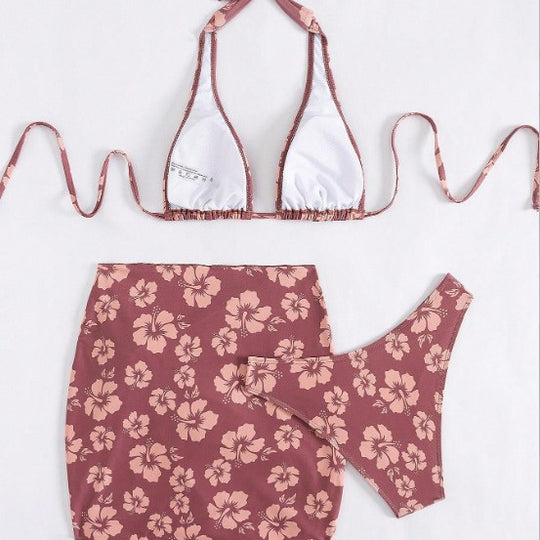 Damen Triangel-Bikini-Set mit modischem Wickelrock EB