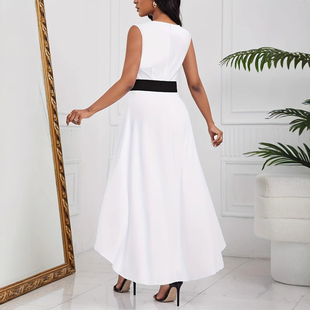 Damen Elegante Jumpsuit mit asymmetrischem Rock und tiefem V-Ausschnitt EB