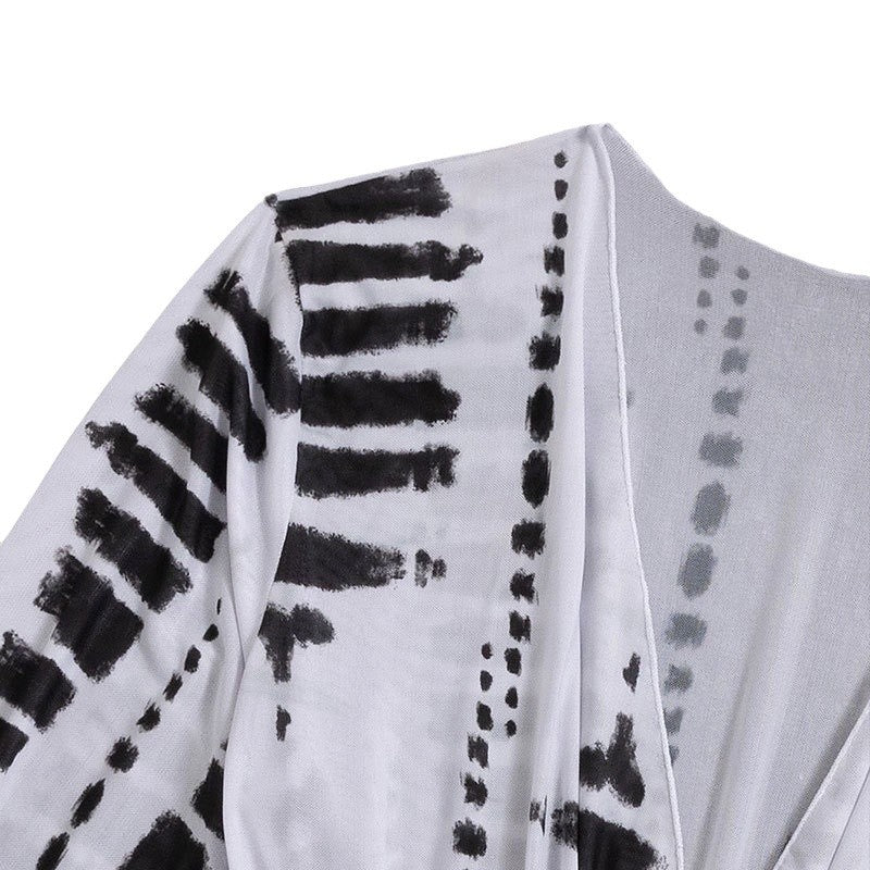Damen Strandkleid mit tiefem V-Ausschnitt und verstellbaren Rüschendetails EB