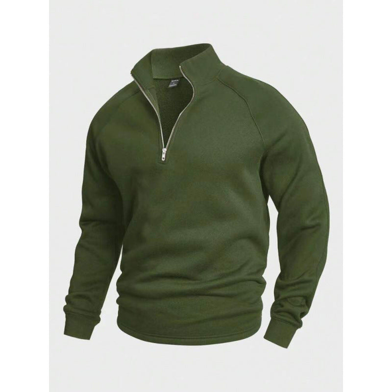 Herren Fleece-Halbzippullover mit Stehkragen und Raglanärmeln EB