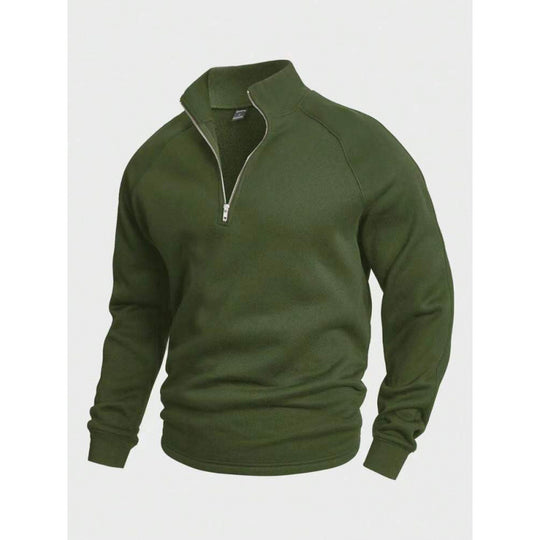 Herren Fleece-Halbzippullover mit Stehkragen und Raglanärmeln EB