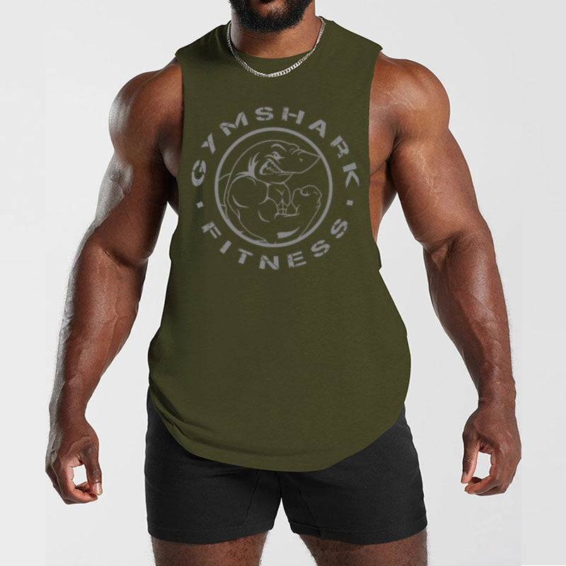 Herren nan ärmelloses Muskelshirt mit extra tiefen Armöffnungen und großem Logodruck EB