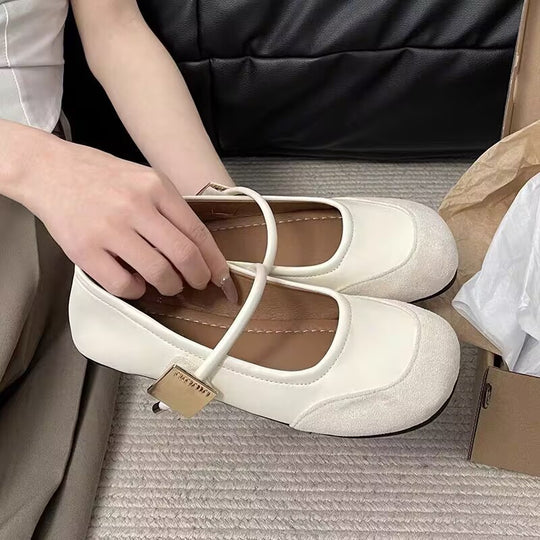 Damen elegante Ballerinas mit modischem Riemen und hochwertigen Obermaterialien EB