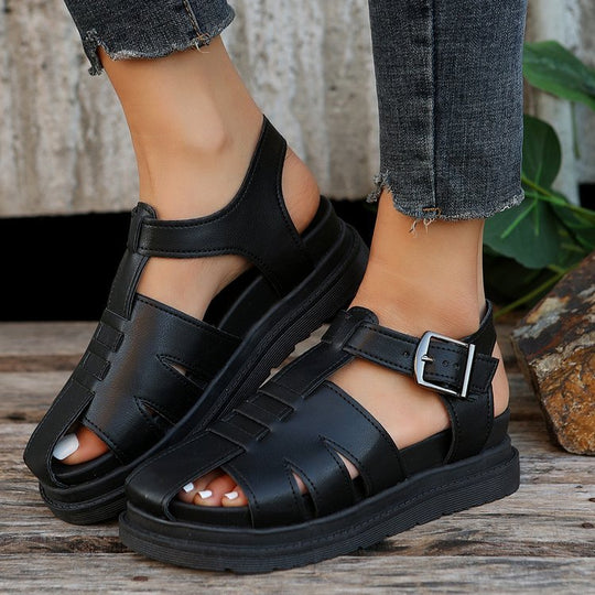 Damen Riemensandalen mit ergonomischem Fußbett und verstellbarem Schnallenverschluss EB