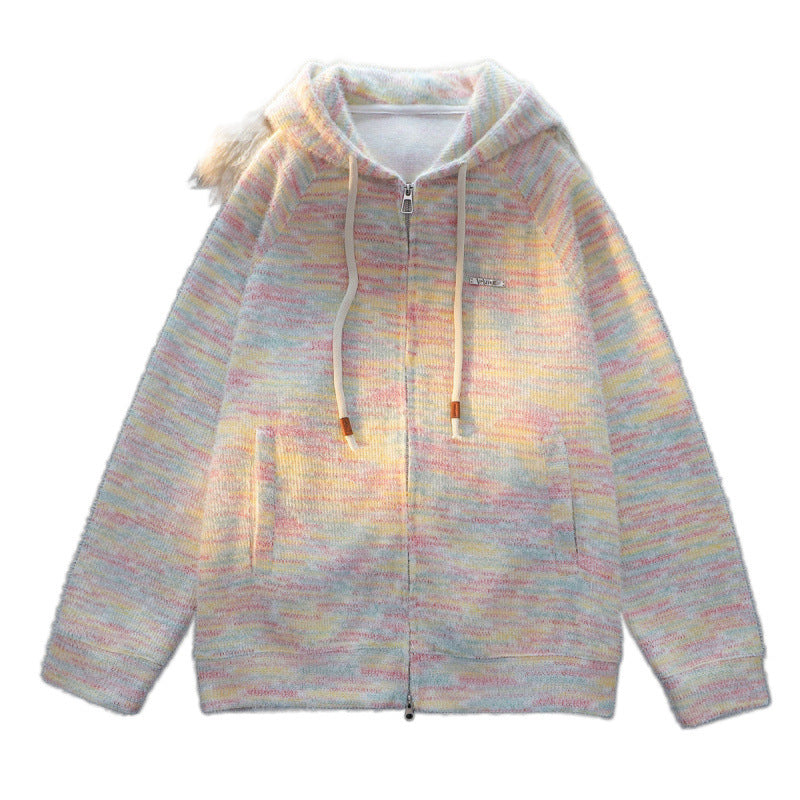 Damen Zip-Hoodie mit leicht strukturiertem Schlaufenmuster und praktischen Taschen EB