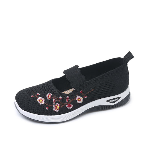 Damen Bequeme Sneaker mit floralen Stickereien EB