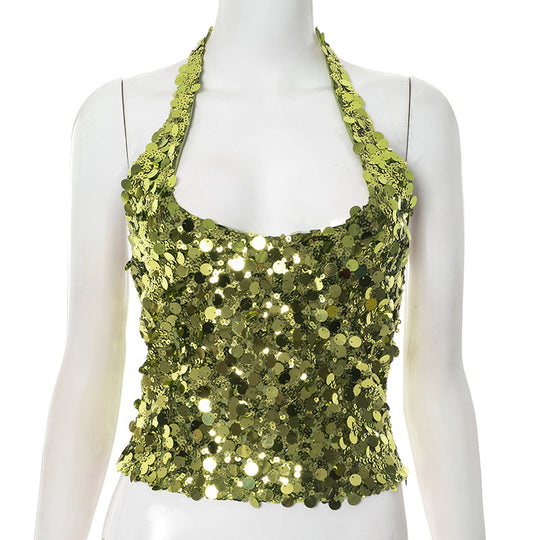 Damen Glitzerndes Top mit Pailletten und Trägern EB